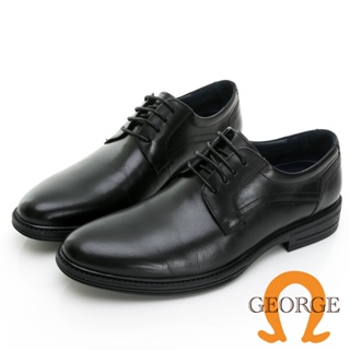 【GEORGE 喬治皮鞋】AMBER系列 紳士寬楦綁帶微空調氣墊皮鞋 -黑 315029CZ