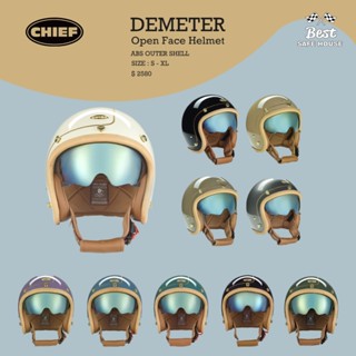 貝斯特安全屋『免運』Chief Demeter 內建鏡片 真皮 皮革邊條 小帽體 復古帽 復古安全帽 10色全色系