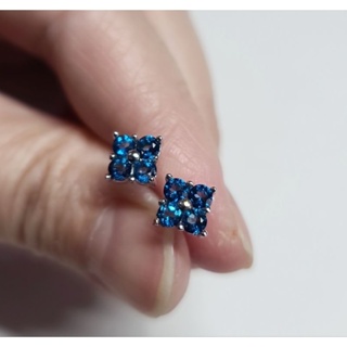 倫敦藍 托帕石耳環 耳針 925銀針 天然❤晶寶水晶#K077