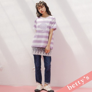 betty’s貝蒂思(31)腰鬆緊顯瘦線條鬚邊直筒牛仔褲(深藍色)