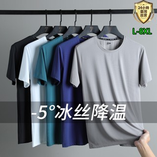 【臺灣現貨】高品質L-8XL大尺碼運動速乾衣 運動排汗衫 運動上衣 冰絲速乾衣 圓領短袖 速乾衣男 涼感T恤 男生短袖