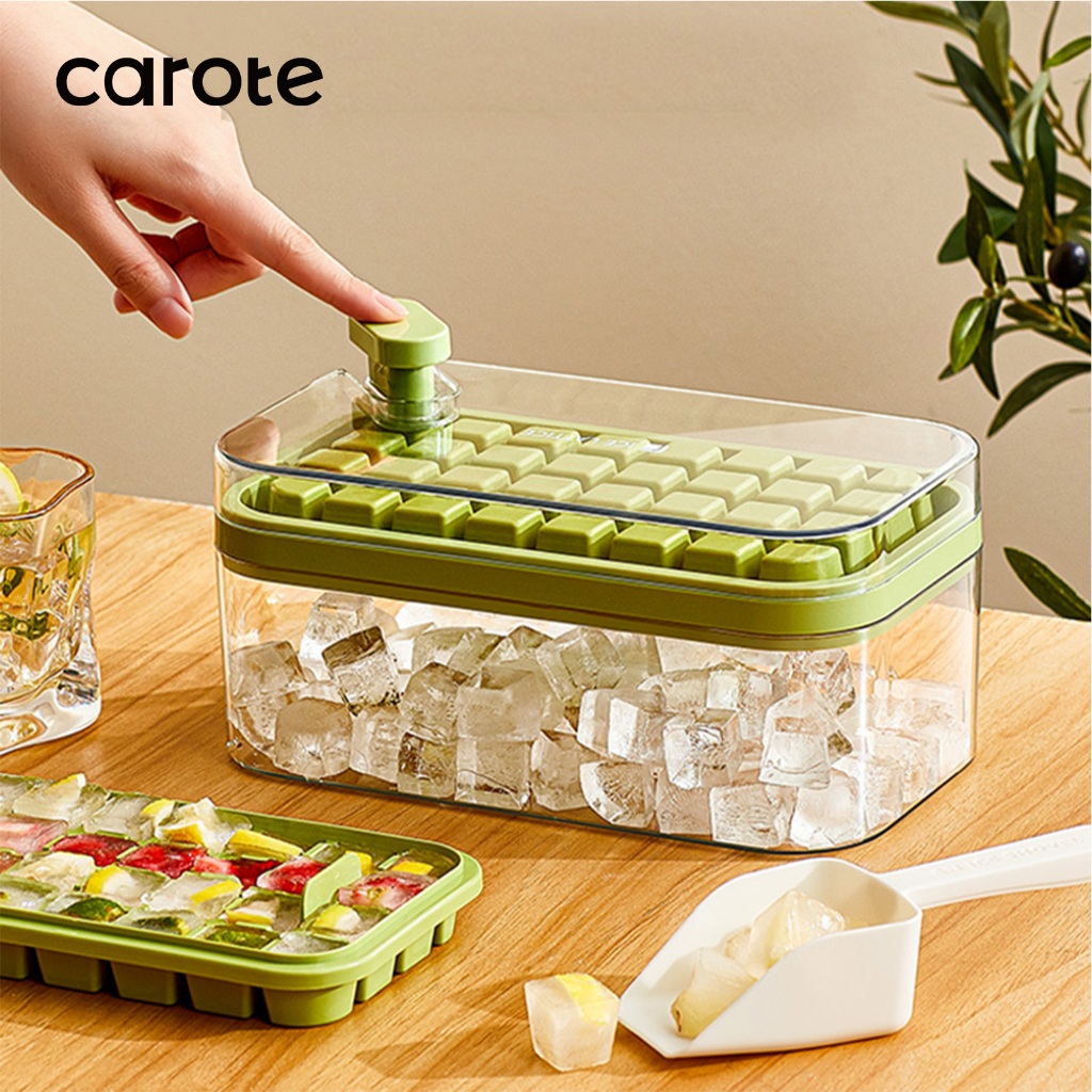 CAROTE 冰塊模具64格子大容量冰格家用儲冰製冰盒帶蓋矽膠冰箱凍冰塊神器