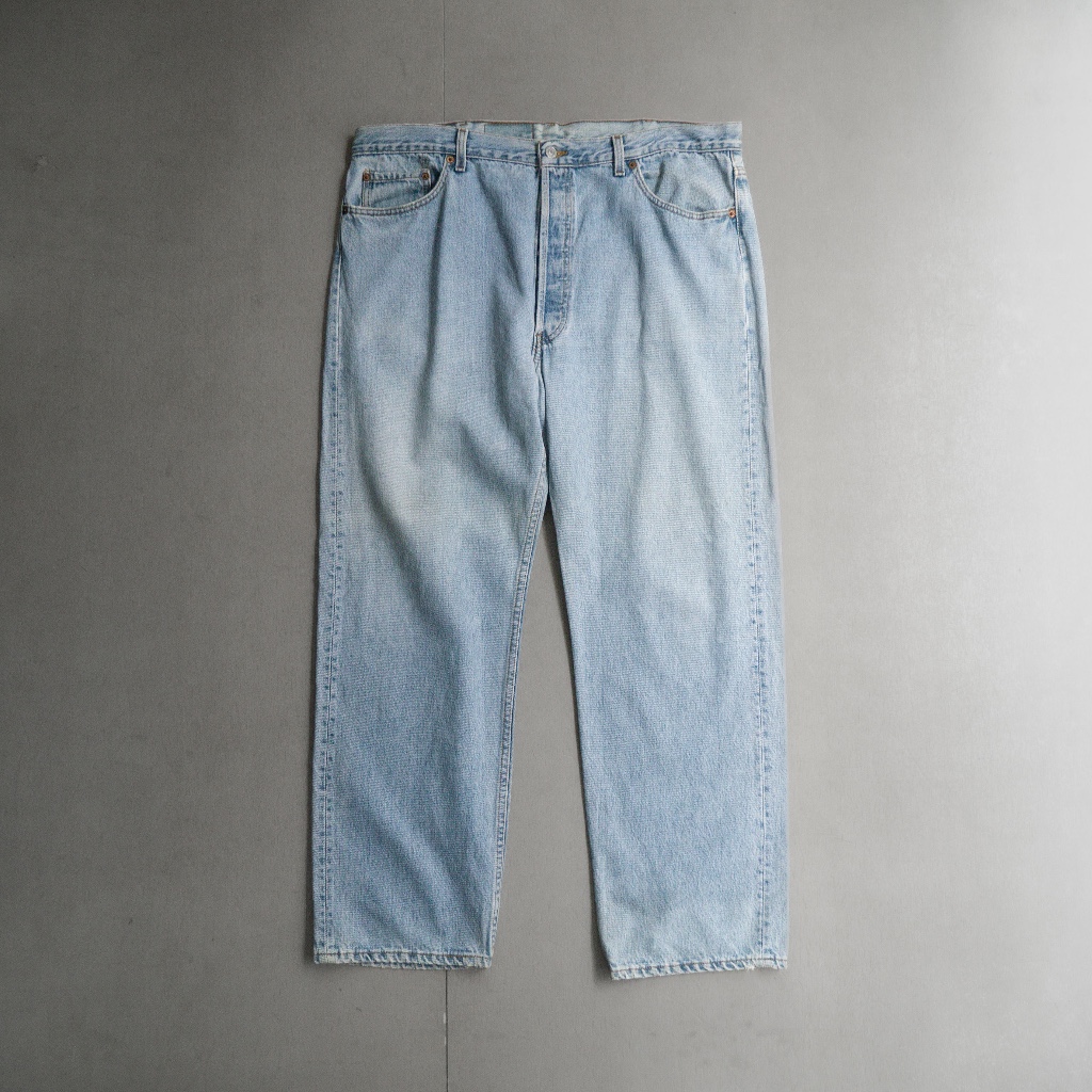 《白木11》 VINTAGE LEVIS 501 DENIM 美國製 淺藍 刷色 排扣 直筒 牛仔 丹寧 長褲 B
