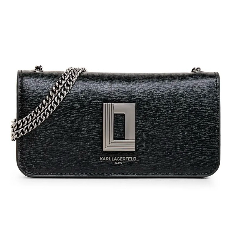 Karl Lagerfeld 經典標誌款真皮可背式長夾 WOC (LEATHER WALLET ON CHAIN)