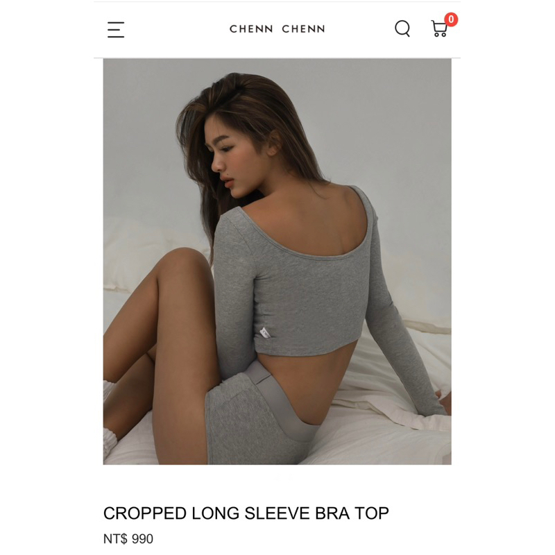 Chennchenn cropped long sleeve bra top灰色XS