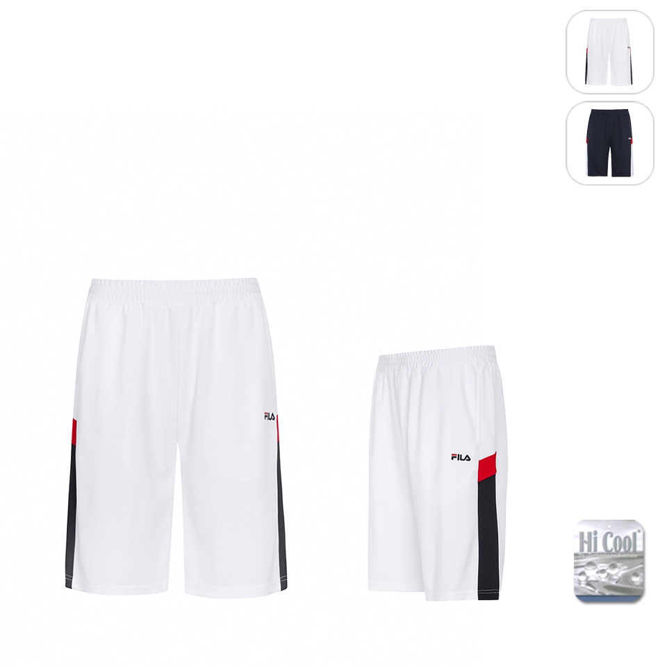 【FILA】男性 吸濕排汗 運動短褲-白色 1SHX-1480-WT