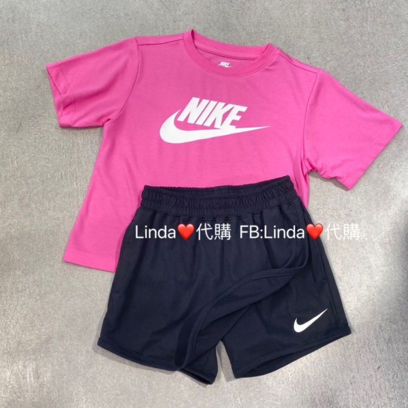 Linda❤️代購 Nike 童裝 基本款 桃色 運動上衣 黑色 褲裙 褲子 裙子 鬆緊 大LOGO 套裝