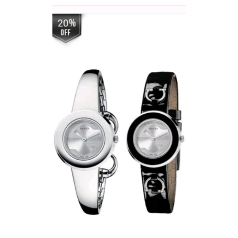 gucci129.5女錶 正品購買證明書請參考圖片序號 （雙錶框 雙錶帶 ）藍寶石鏡面無刮傷可替換造型背蓋膠膜未撕