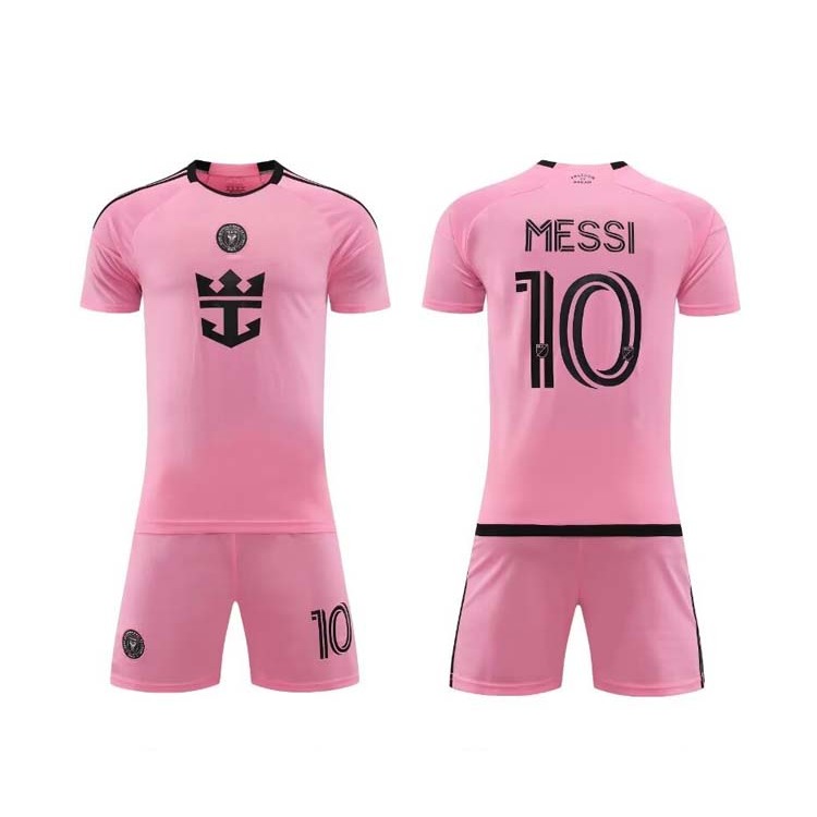 原創新品 24-25款 MESSI足球衣 邁阿密國際主場 童裝比賽隊服 兒童足球衣 兒童 梅西10號 粉色兒童足球服