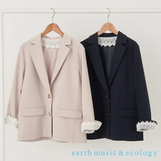 earth music&ecology 鏤空蕾絲拼接西裝外套(1n41l0y0400)