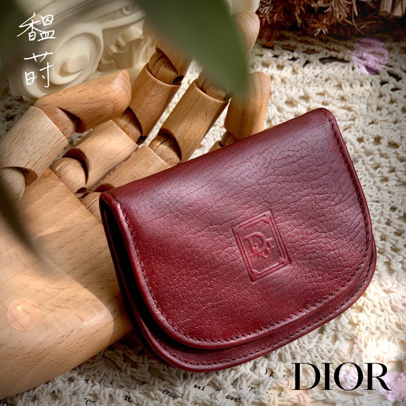 稀有美品 - 迪奧 Christian Dior Vintage 波爾多紅馬鞍雙層錢包/迪奧古董零錢包/DIOR馬鞍包