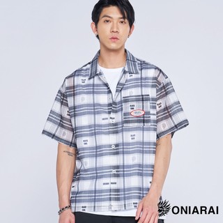 BLUE WAY 鬼洗 ONIARAI - 男款 縷空網格格紋滿印短袖襯衫