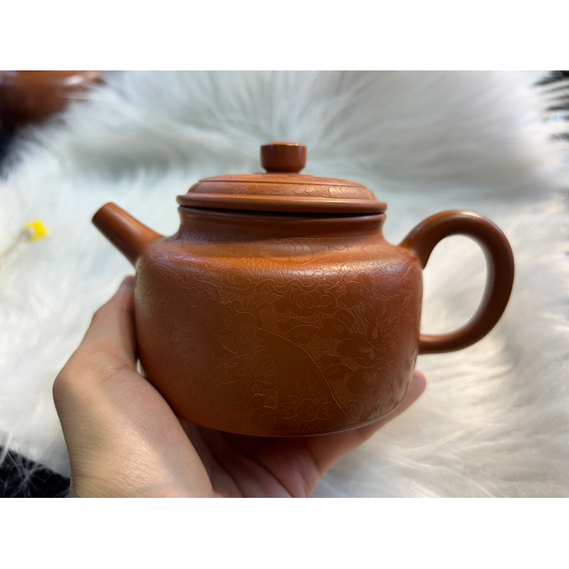 古董收藏-老朱泥浮雕茶壺