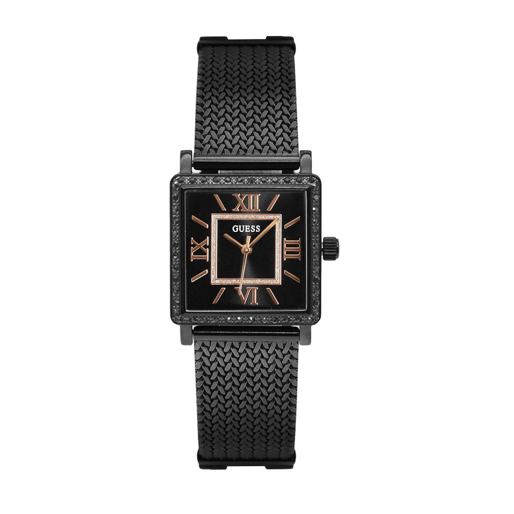 【For You】當天寄出 I GUESS 黑面 黑殼 玫瑰金刻度 米蘭+不鏽鋼錶帶 晶鑽方型腕錶