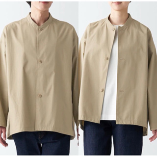 Sale 日本無印良品MUJI Labo｜男女兼用 棉質立領夾克外套 中性外套 長版外套 長版大衣 防潑水 防風 通勤外