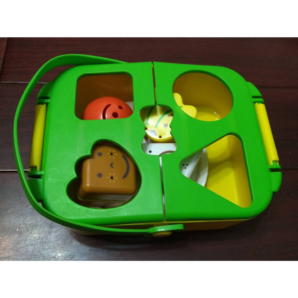 二手惜福品 巧連智學習玩具 寶寶趣味野餐組 巧虎寶寶版教具 塑膠 顏色 形狀積木 拼圖 益智玩具 野餐籃 餐盤 食物