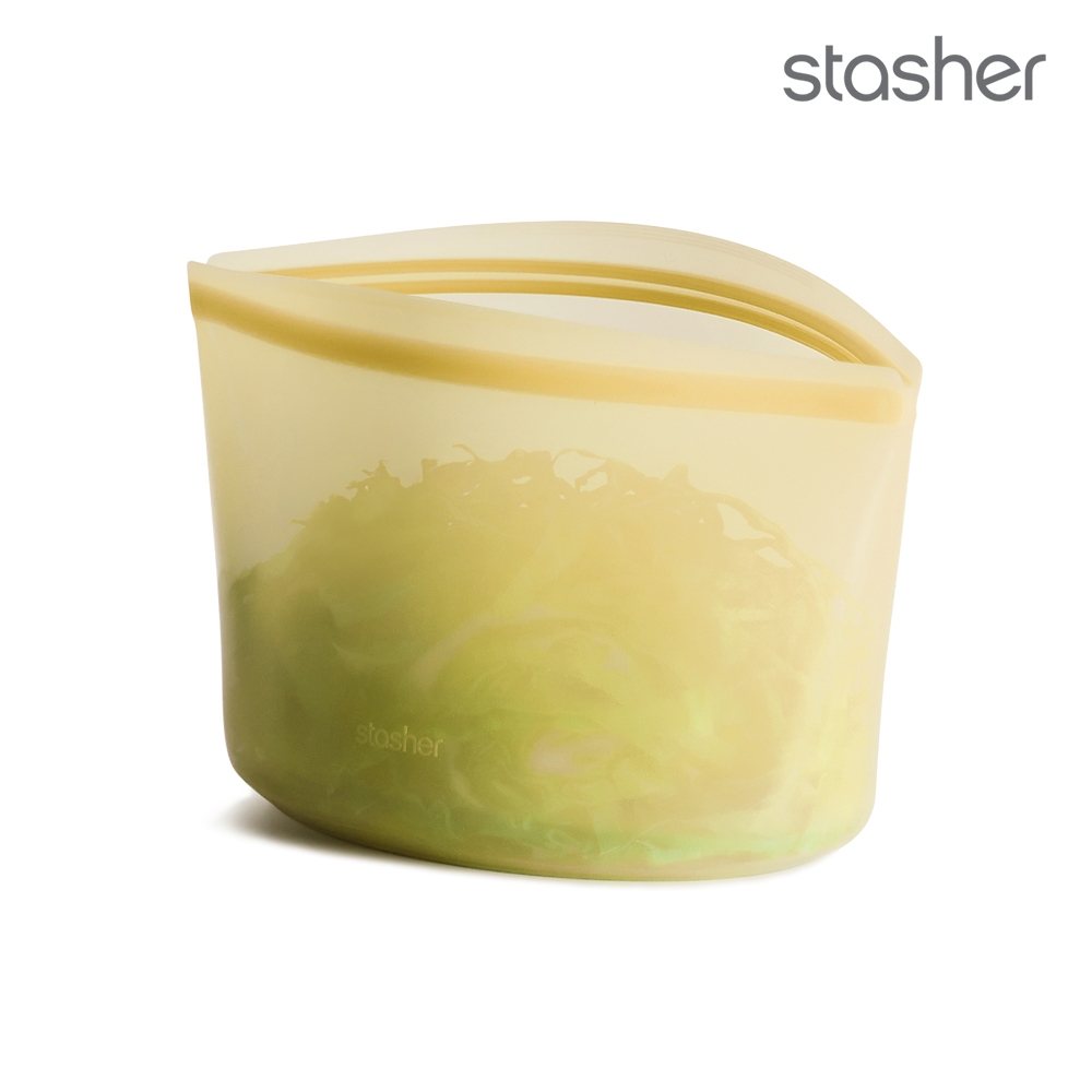美國Stasher 白金矽膠密封袋-碗形黃 各種尺寸任選