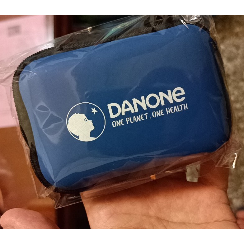 DANONE 硬殼藍色 零錢包 小包包 化妝包 鑰匙包