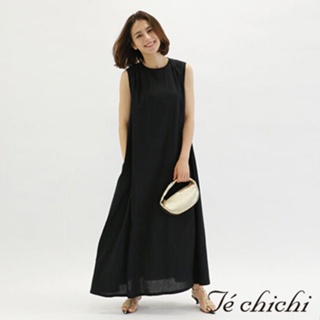 Te chichi 亞麻混紡素面喇叭裙襬圓領背心洋裝(FC33L0H0180)