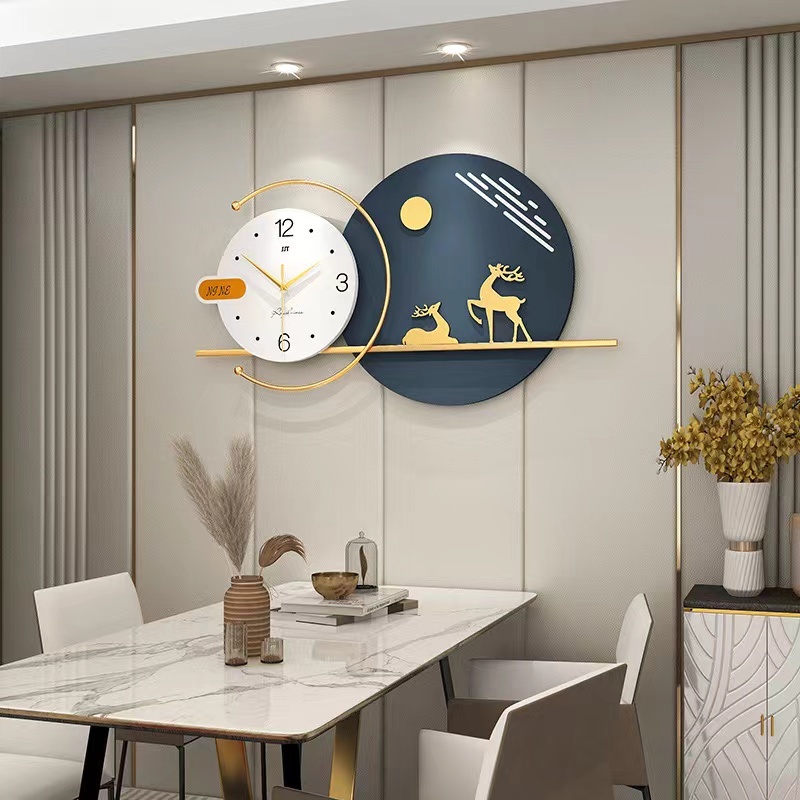 【保固1年】歐式輕奢掛鐘客廳時尚簡約家用裝飾餐廳時鐘掛墻創意藝術鐘錶