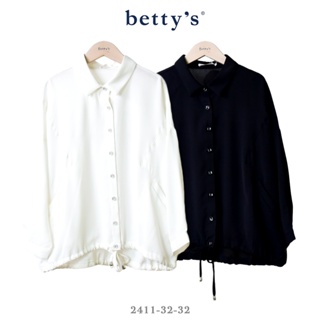 betty’s專櫃款(41)特色剪裁抽繩寬版雪紡襯衫(共二色)