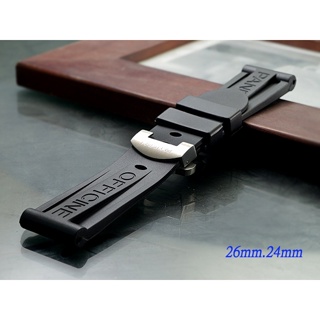 【時間探索】 Panerai 沛納海 代用 精品級摺疊扣矽膠錶帶 ( 24mm.26mm) sil