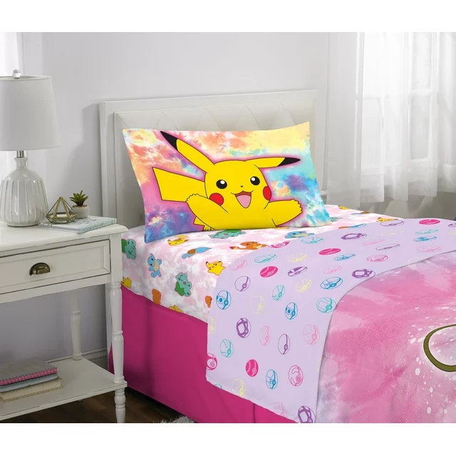 HappyHour:預購*美國購回 寶可夢 女孩 pokemon 神奇寶貝 皮卡丘 床單 (床包)+隔離單+枕頭套