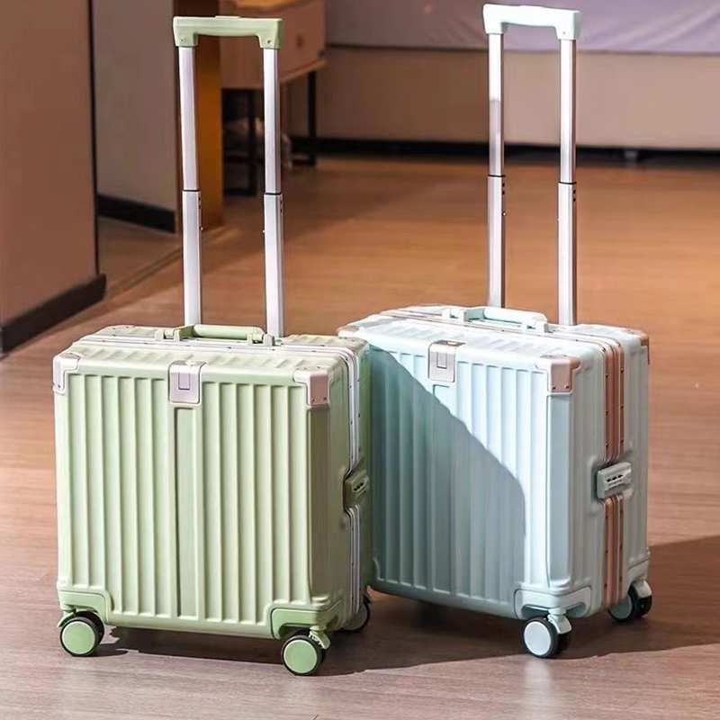 鋁框18吋行李箱 堅韌抗壓旅行箱 小型ins拉桿箱 鋁框箱 密碼箱 靜音萬向輪 短途出遊18吋旅行箱 登機箱 超輕行李箱