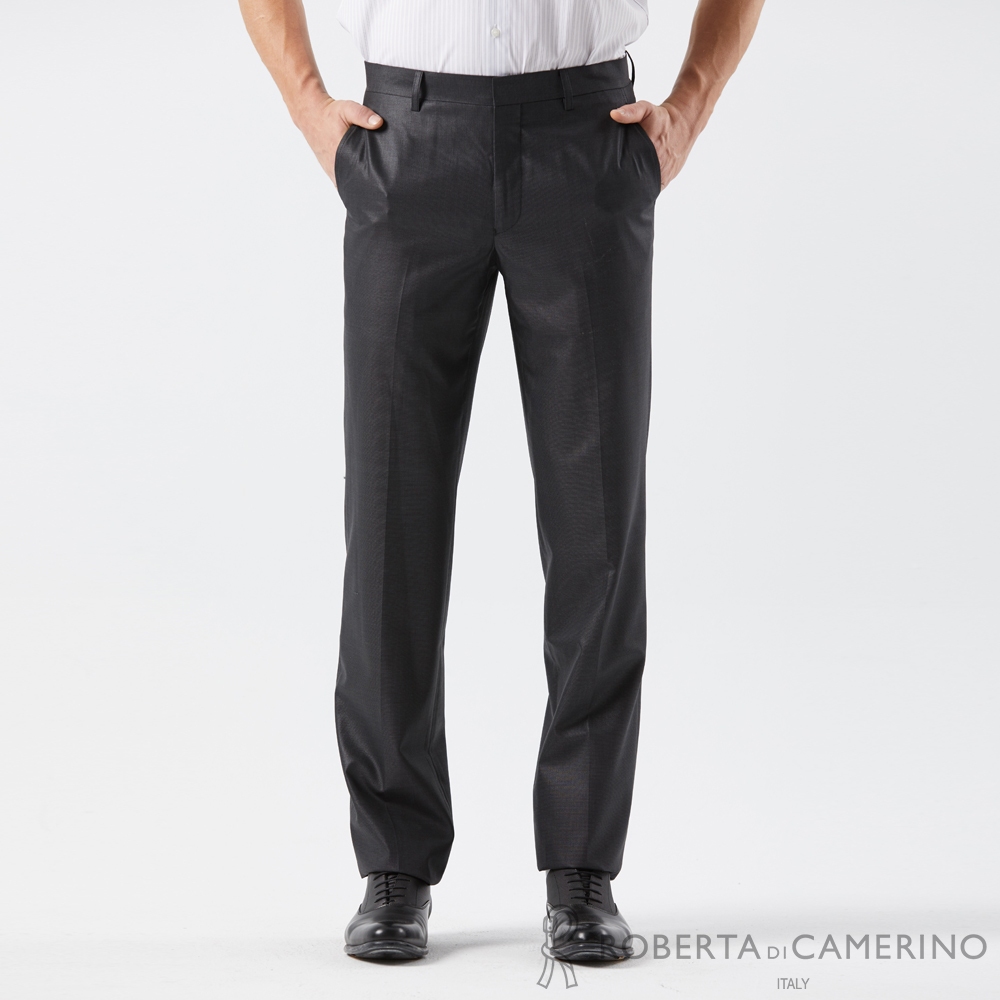 【ROBERTA 諾貝達】男款 素色羊毛平口黑色西裝長褲(腰身嚴選) HTD05A-98
