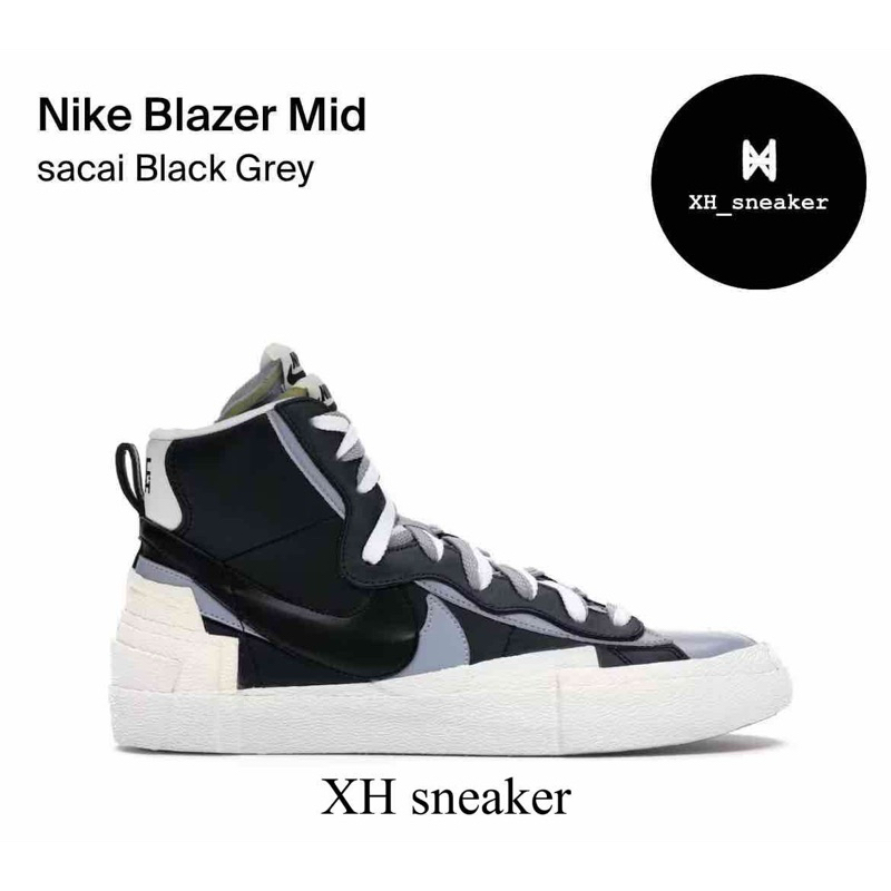 【XH sneaker】 Sacai X Nike Blazer High高筒 黑白 雙勾 解構 BV0072-002