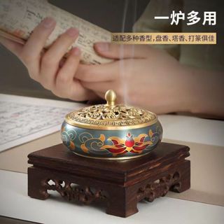 【茶王商店】景泰藍彩繪銅香爐 景泰藍 琺瑯彩 合金爐 宣德爐 銅爐 爐 香爐 銅香爐 黃銅香爐 線香爐 盤香爐 薰香爐