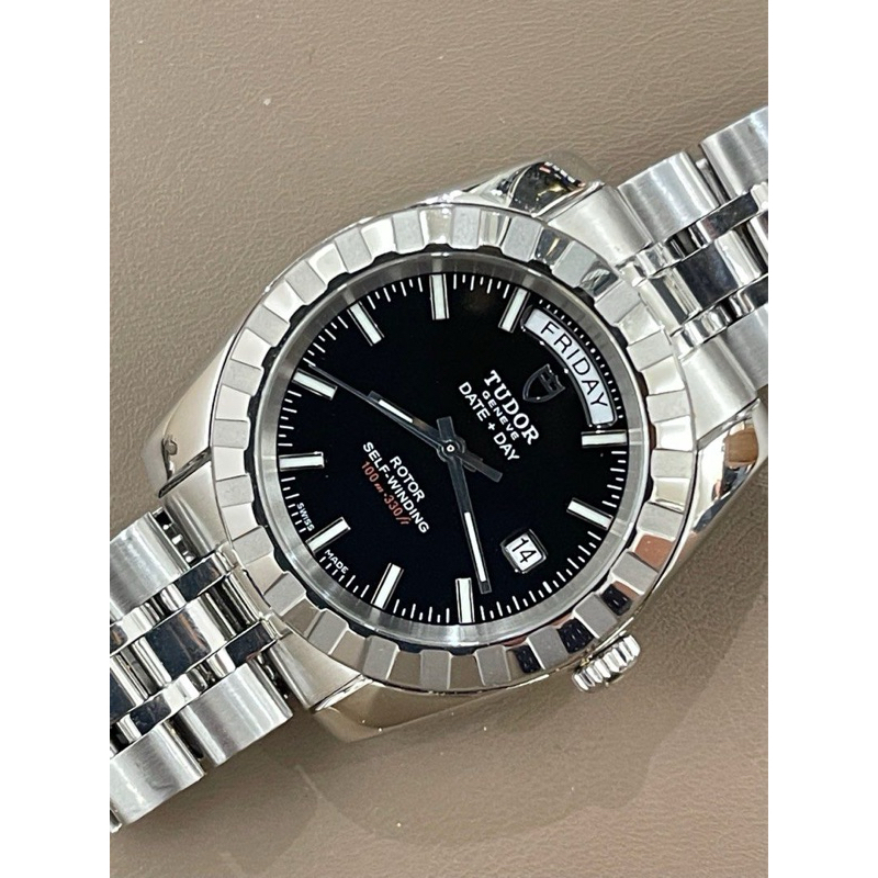 帝舵 Tudor 23010 黑錶面鑲鑽錶，9.9全新，購入後未曾配戴