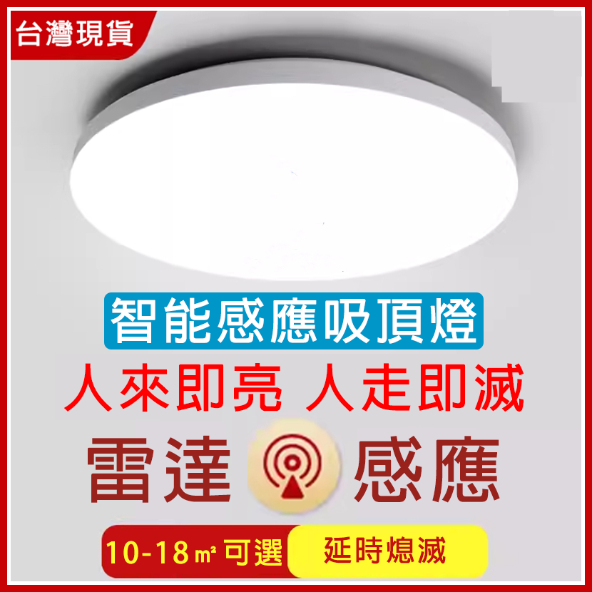 ✨台灣最低價✨智能吸頂燈 雷達感應 人體感應燈 台灣專用110V 工程雷達吸頂燈 LED自動感應燈 圓形自動吸頂燈
