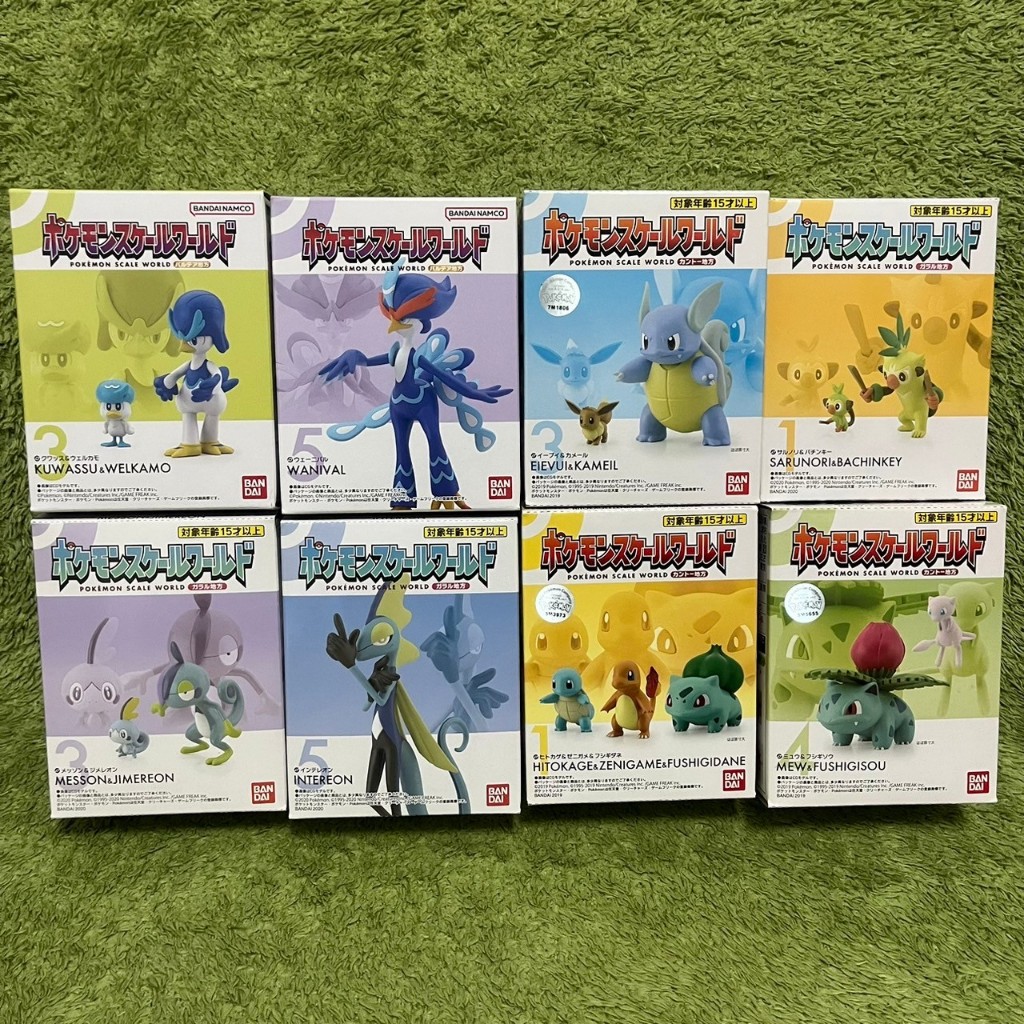 神奇寶貝 寶可夢 立體圖鑑 SCALE WORLD 夢幻 伊布 傑尼龜 小火龍 妙蛙種子 蔥遊兵 淚眼蜥 敲音猴 潤水鴨