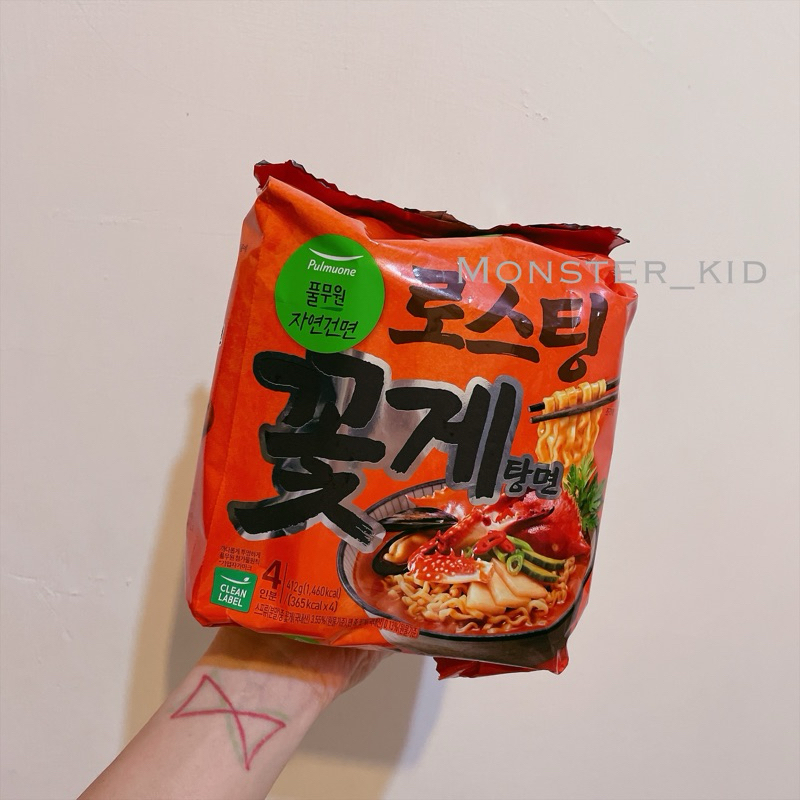 【monster_kid】韓國代購！現貨商品！Pulmuone 花蟹炒碼麵  新包裝 一袋四入 412g