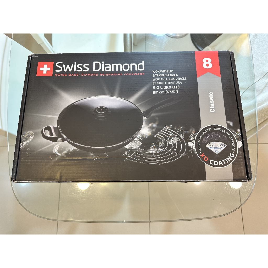 Swiss Diamond 瑞仕鑽石中華炒鍋(含蓋) 32cm