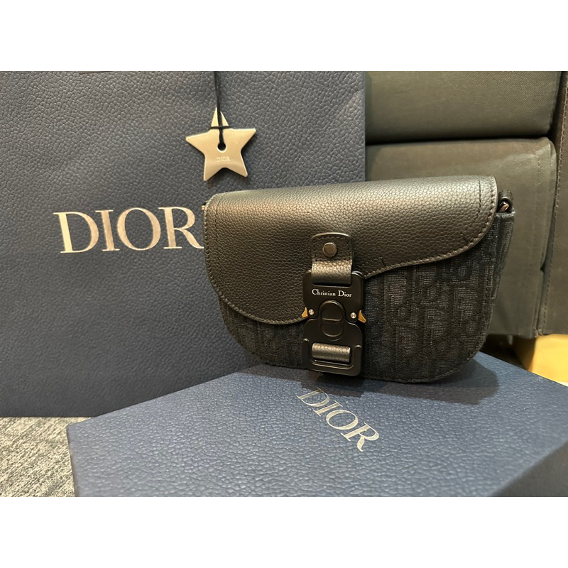 DIOR Saddle迪奧黑老花馬鞍包馬鞍袋二手九成新 附肩帶小袋