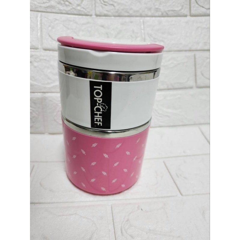 全新 粉紅色 #不鏽鋼便當盒 930ml #不鏽鋼保鮮盒 304不鏽鋼馬卡龍雙層保溫提鍋