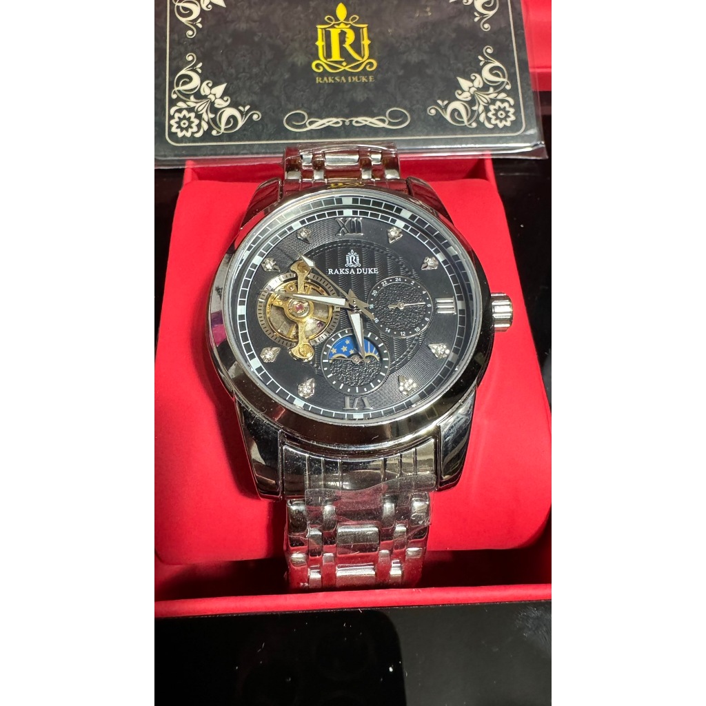 【捷克電腦】[全新]100%原廠正品 蘇格蘭-皇家品牌 RAKSA DUKE 羅薩公爵 黑底機械銀鋼錶