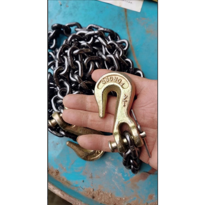 G80貨鉤錳鋼鏈條起重吊鉤吊石頭鉤捆綁鏈起重鏈棘輪鐵鏈羊角抓鉤