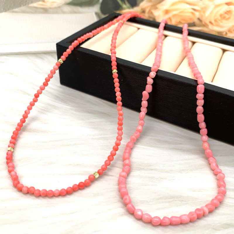 🎀小小飾品🎀頂級天然深海珍貴momo珊瑚項鍊阿卡紅珊瑚項鍊正品珊瑚粉色天使肌膚