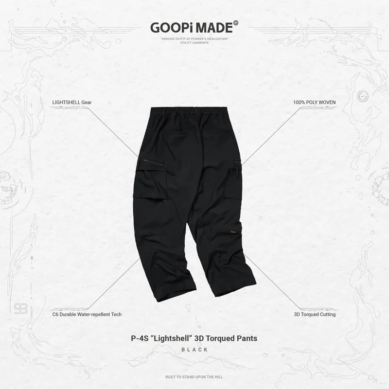 Goopi 黑色3號P-4S “Lightshell” 3D Torqued Pants - Black