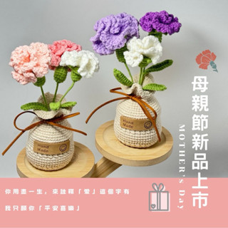 畢業🎓感恩禮臺灣出貨🇹🇼（康乃馨鉤針花盆現貨出貨🚚）+精美包裝💐顏色售完為止！/畢業花束/母親節花束/永生花