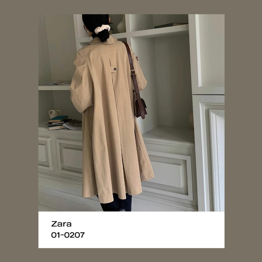 //正韓// Zara 01-0207 中長版A-Line風衣外套