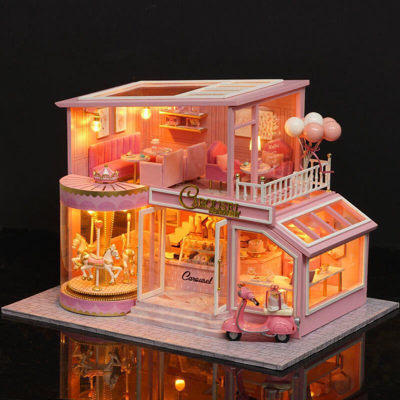 童年回憶成品 diy小屋 代客組裝 全新現做 粉色系夢幻袖珍屋成品  娃娃屋 模型屋成品 精緻禮物