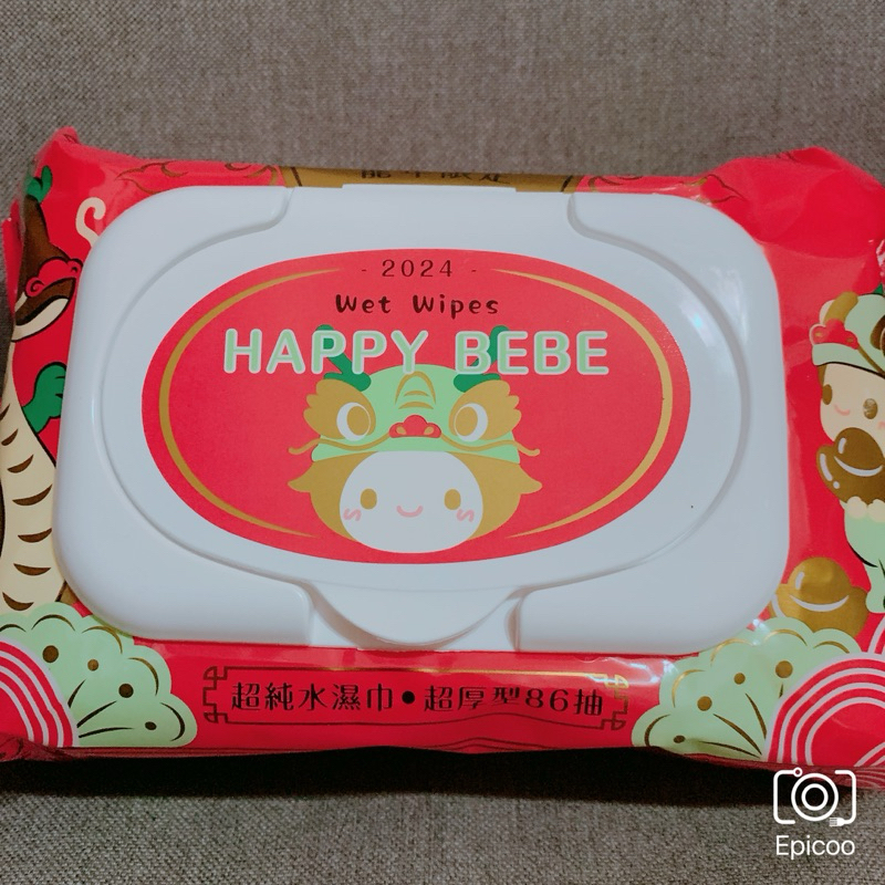 （最多6包）HappyBebe 龍年版 限量版 濕紙巾 超厚型86抽