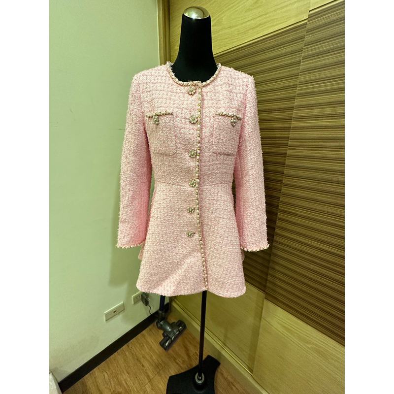 轉賣Miurico粉色精靈手工編香風洋裝外套