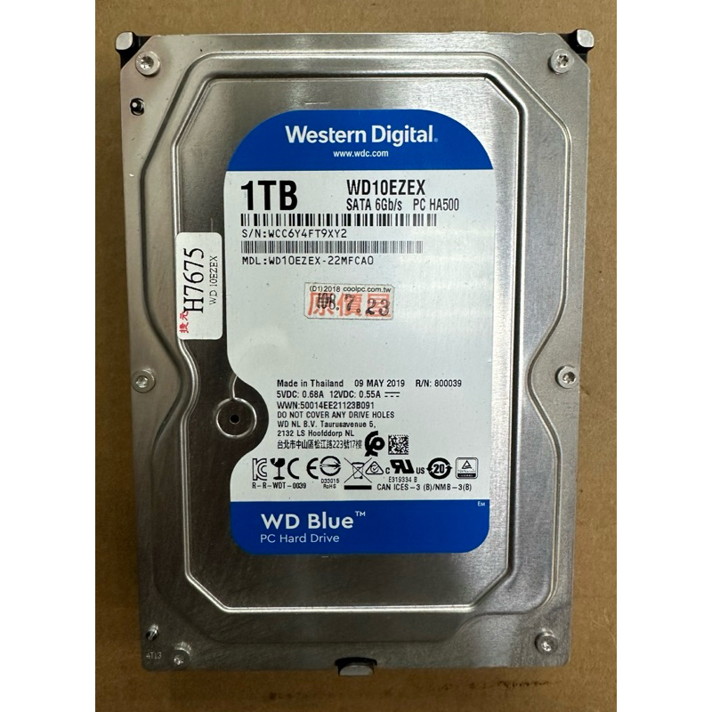 中古 二手 良品 WD 1000GB 1TB 3.5吋 傳統硬碟 功能正常