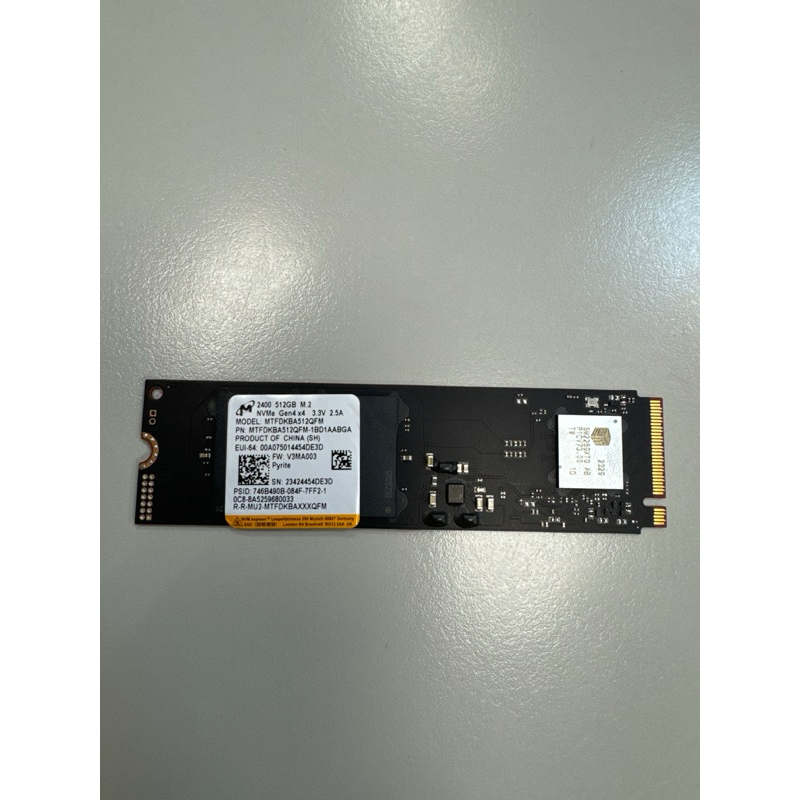 MICRON MTFDKBA512QFM-1BD1AABGA - 512GB m.2 2280 NVMe SSD