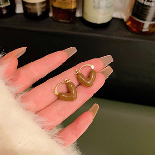 ❤️vivi飾品❤️法式咖啡香氣桃心耳環